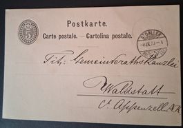 Postkarte St.Gallen-Waldstatt, 1879