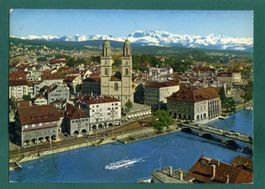 Zürich, Limmatquai, Grossmünster, Wasserkirche, ungelaufen