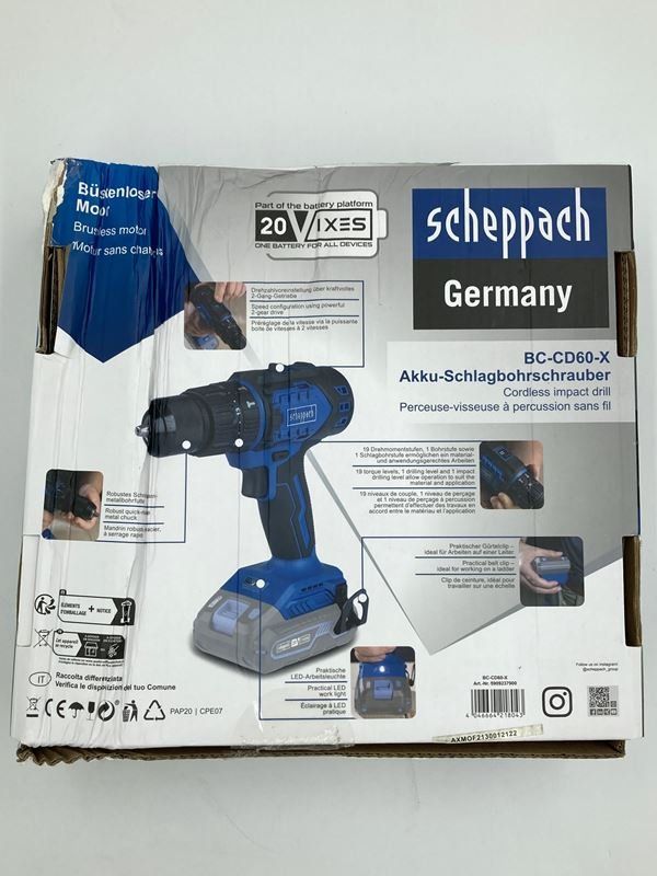Scheppach Trapani: SCHEPPACH | Akku-Schlagbohrschrauber | BC-CD60-X – Usato da Wittenbach venduto da Restwert_St-Gallen 5