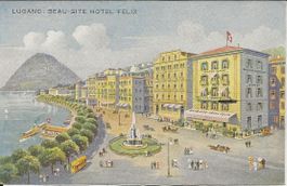 Lugano TI Hotel FELIX Tram Schiff ca. 1920 sehr gut erhalten