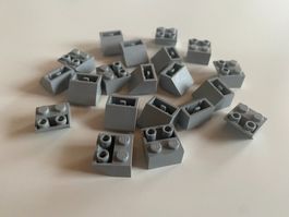 LEGO - 20 - GRAUE - NEGATIVE - SCHRÄG - STEINE