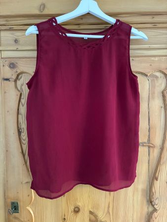 Damen Top, 100% Seide, Weinrot Grösse S