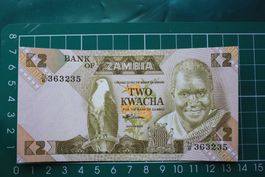 banknote zambia 2 kwacha 1980