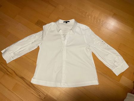 Verspielte weisse Bluse mit Cut Outs von Comma, Oversize, 34