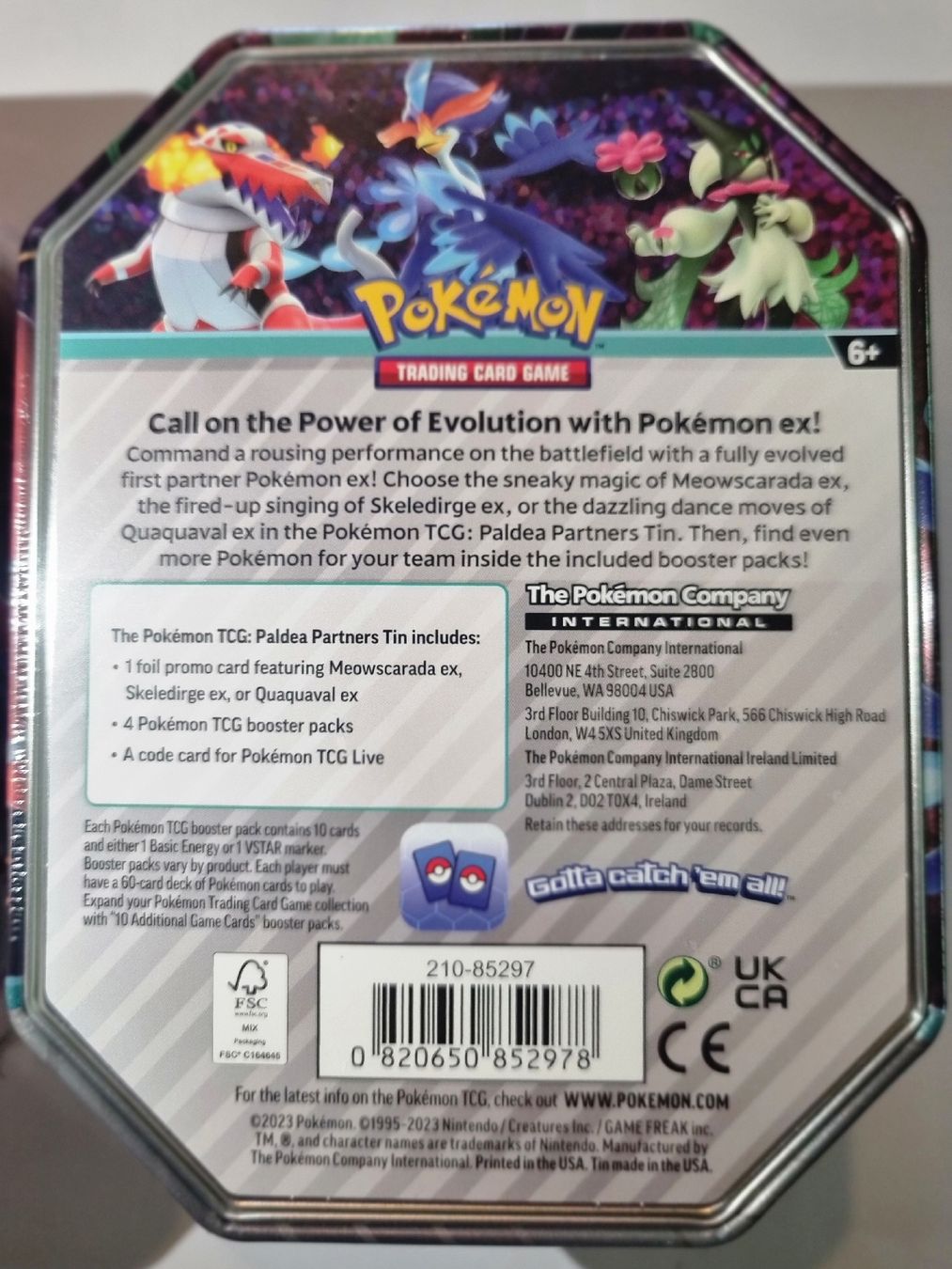 Pokémon Carte collezionabili: Paldea Legends tin  EX miascarade koraidon palmaval – Nuovo e nell'imballaggio originale da Les Cullayes venduto da yan_nvn9 7