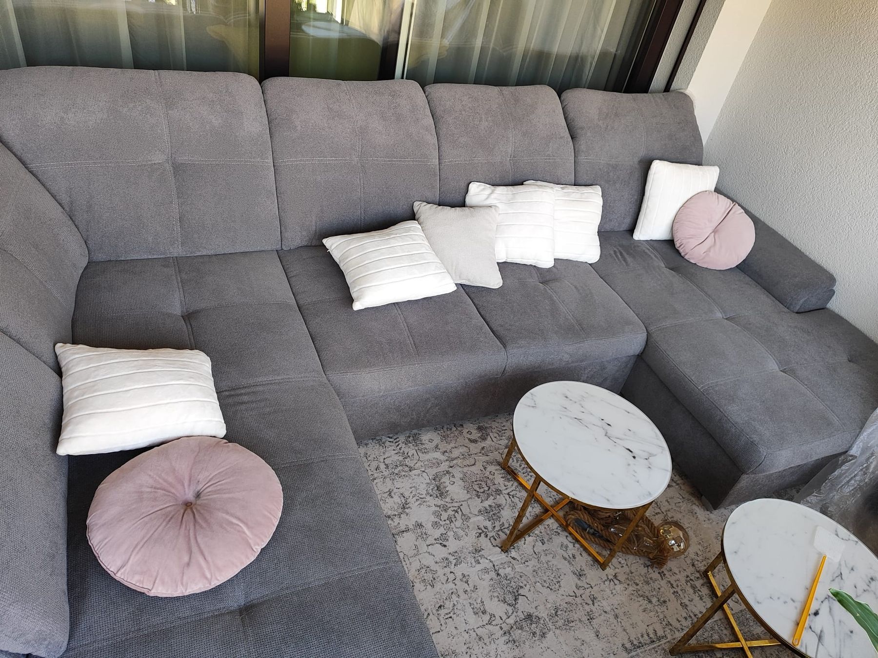 Conforama Sofas: Wohnlandschaft mit Bettfunktion grau Stoff U-Form  – Neuf (Voir description) à Waltenschwil par V8fan1968 1