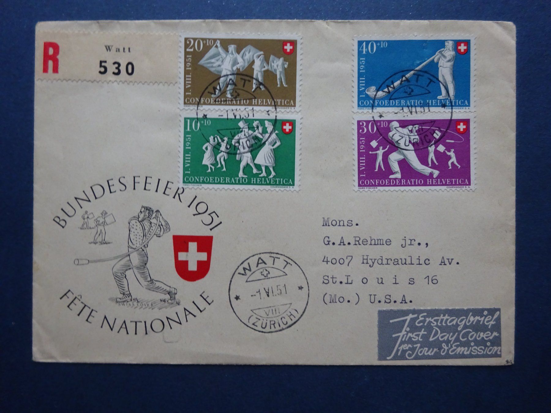 Tutti i francobolli: 1951 Pro Patria FDC Illustriert – Usato da Appenzell-Steinegg venduto da adi1975
