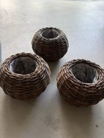 3 Weidenkörbe mit Folie Innendekorationskörbe rund
