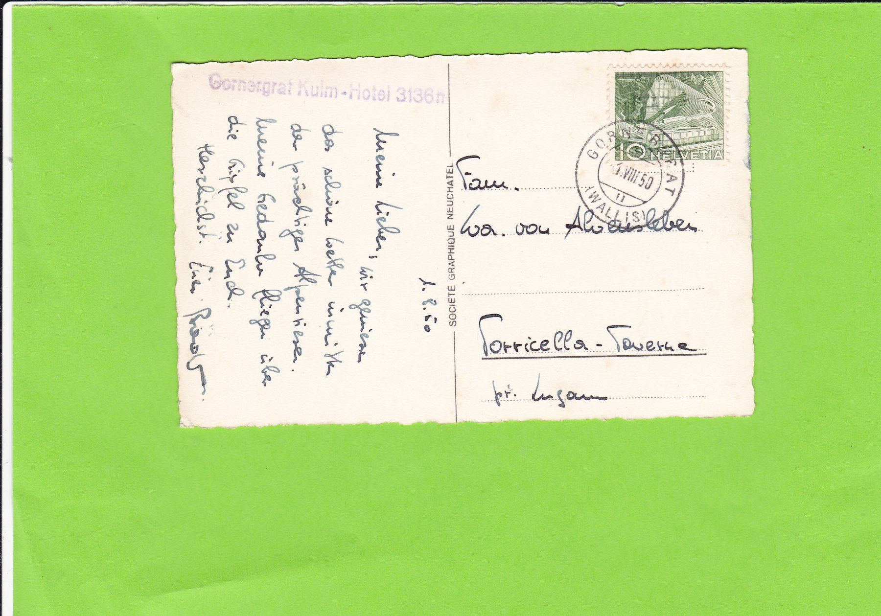 Cartoline postali: Gorner Grat--Kulmhotel – Usato da St. Peterzell venduto da neckertal 1