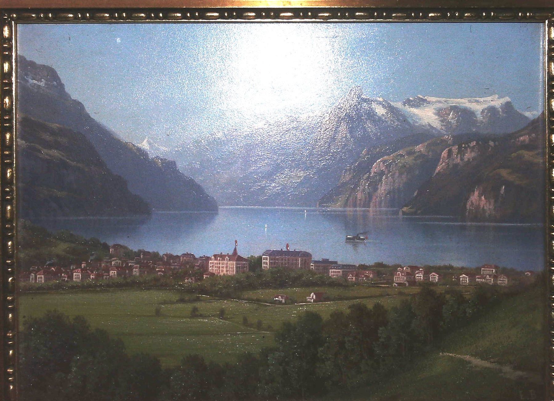 Dipinti: Brunnen Oelbild sig E.B. – Usato da Rafz venduto da Helvet32 1