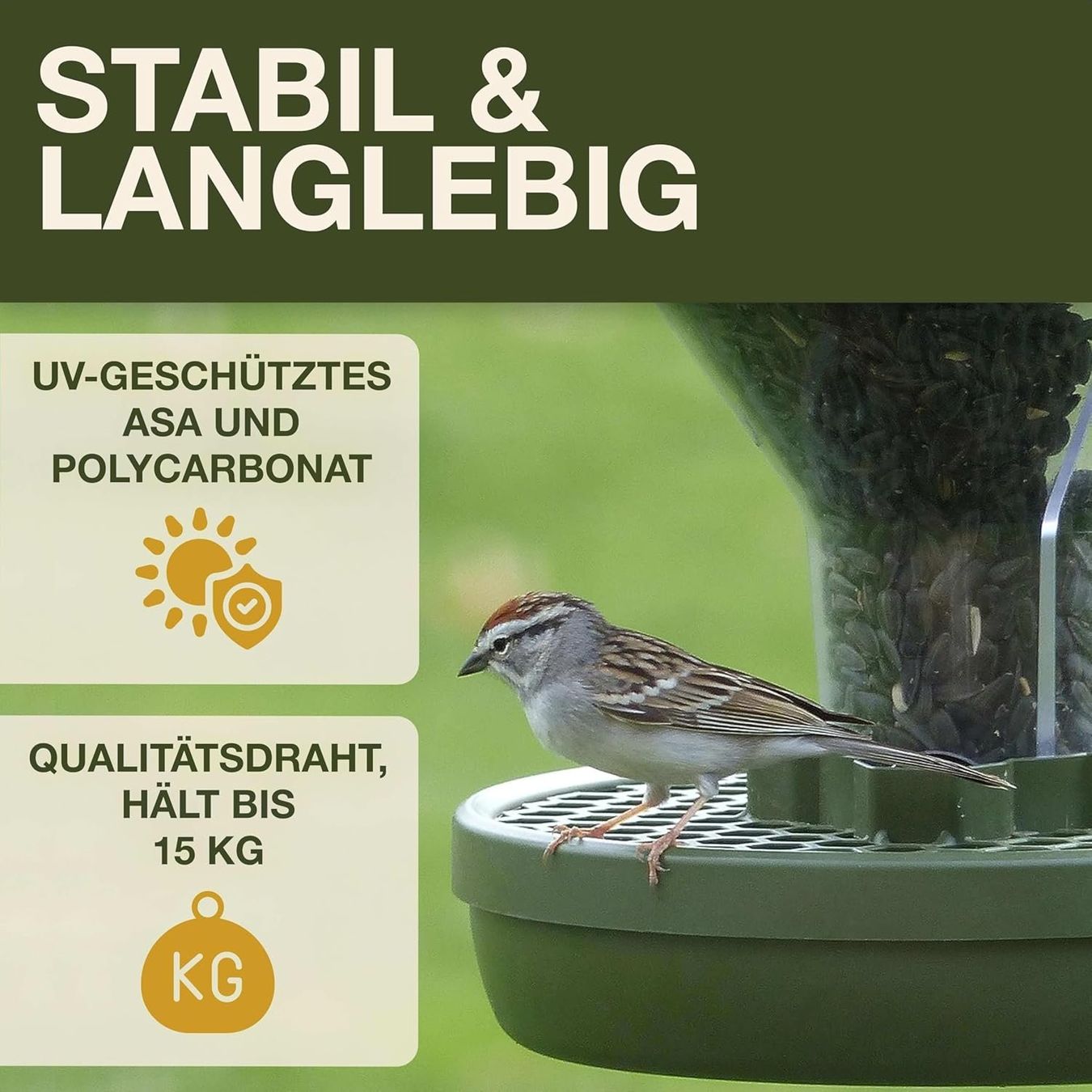 Casette per uccelli: Vogelfutterhaus Hängend Auffangschale Rattensicher Balkon – Nuovo e nell'imballaggio originale da Hallau venduto da Sale50OFF 4