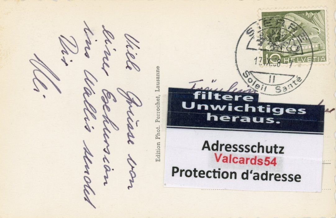 Cartoline postali: Chandolin   VS   -   Mazots        en 1958 – Usato da Brig venduto da Valcards54 1