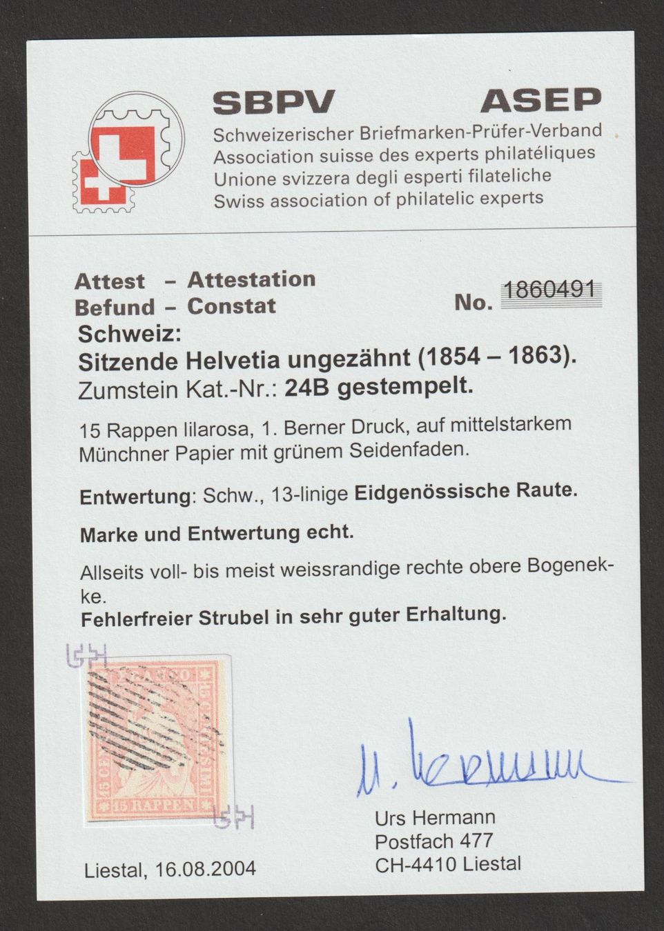 Tous les timbres: Strubel 24 B gestempelt / Befund – D'occasion à Siebnen par Fstaehli 2