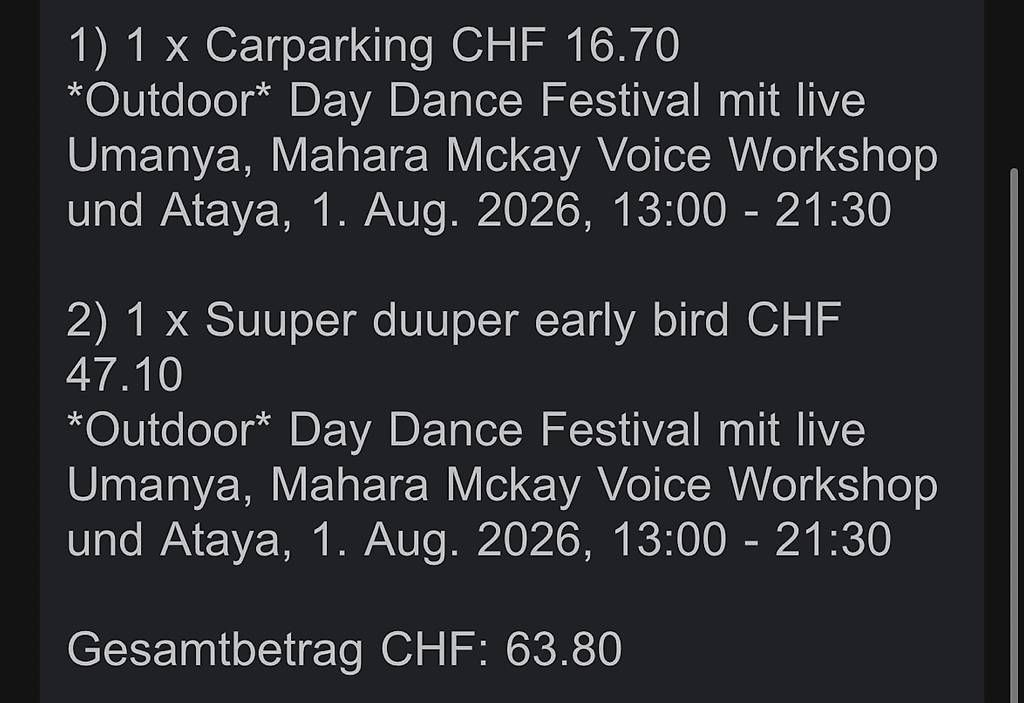 Biglietti: Xtatic Dance Festival Daydance 1. August – Nuovo e nell'imballaggio originale da Birsfelden venduto da Blauer_Kaktus 2