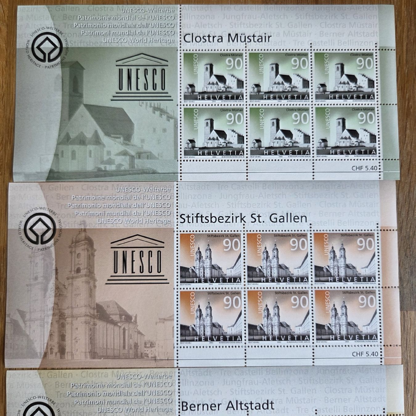 Tutti i francobolli: 4 Postfrische Briefmarken Bögen CH – Usato da Stans venduto da Ducati16 2