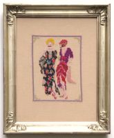 TOP Art Déco Stickerei 2 Damen Frau Mode 1920er 1930er Jahre