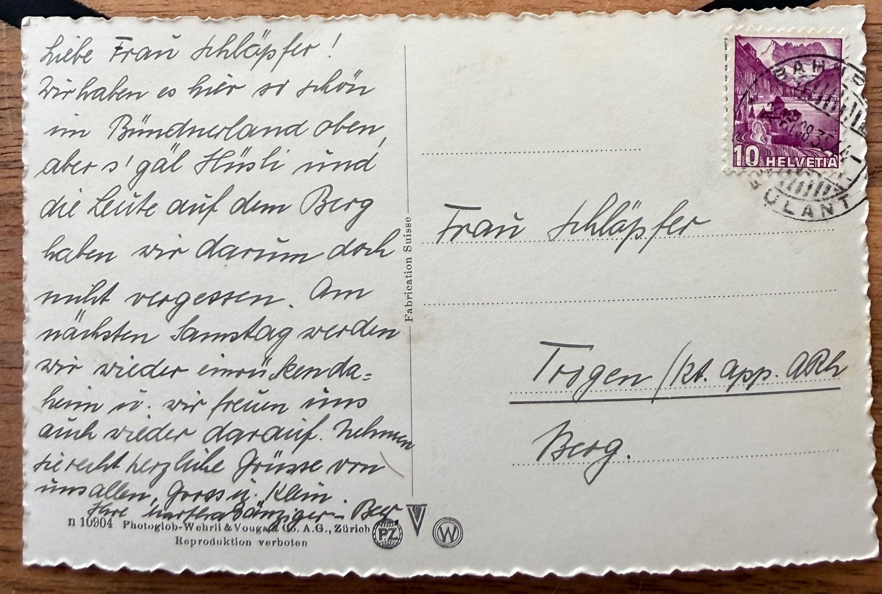 Cartoline postali: Davos - (Langwies) Am Strelapass - 1938 – Usato da Lutry venduto da Ediego 1