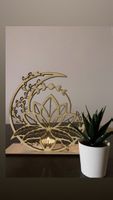 Holz Mond Lotus Kerzenhalter Dekoration Handarbeit Unikat