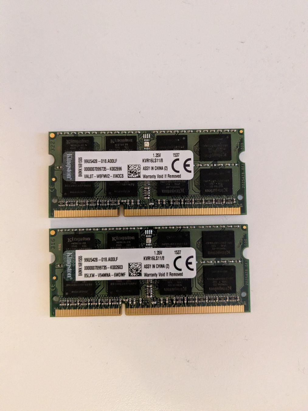 Kingston Memoria / RAM: 2x Kingston DDR3L SO-DIMM RAM 8GB – Usato da Orbe venduto da smmg