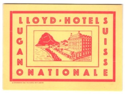 Altre raccolte & rarità: Kofferaufkleber Lugano, Das Lloyd-Hotel  – Usato da Berlin venduto da bartko-reher 1