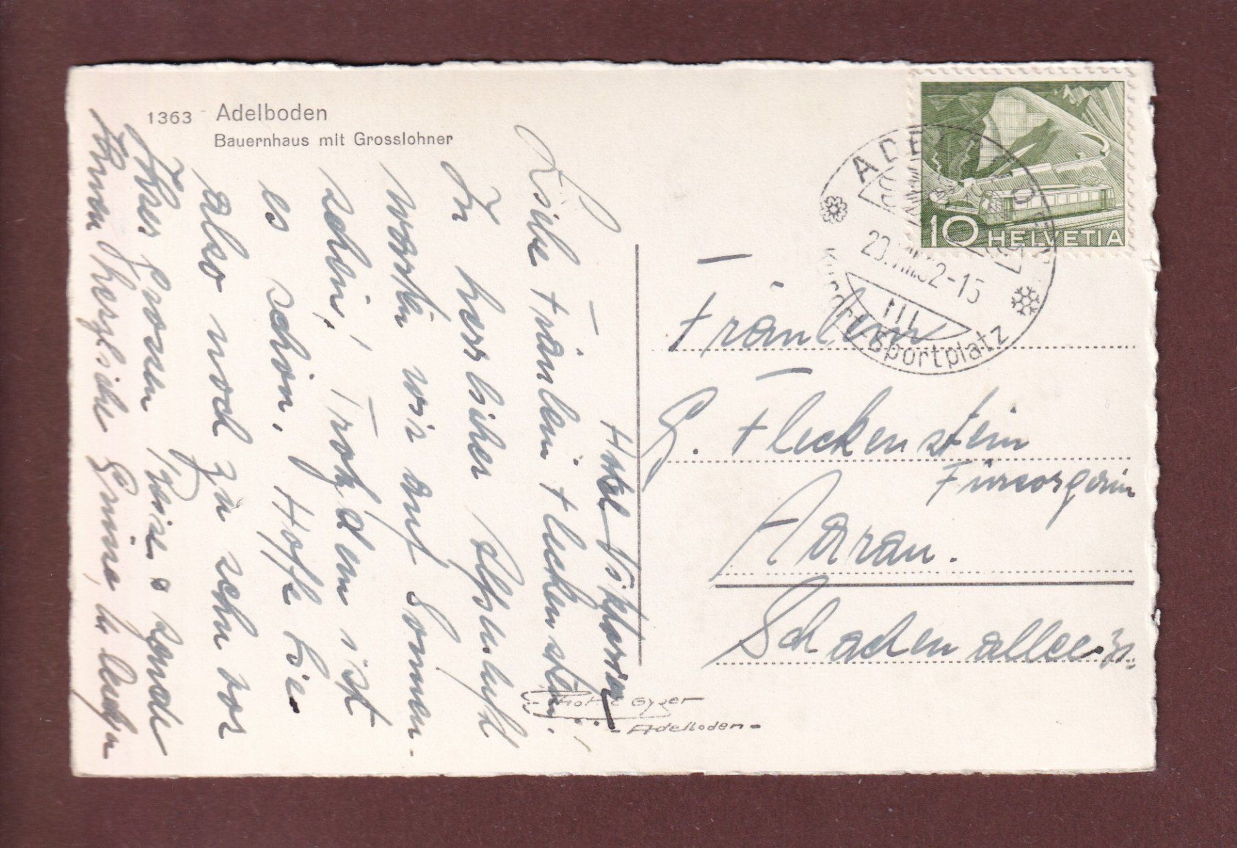 Cartoline postali: ADELBODEN - Bauernhaus - 1952 – Usato da Pully venduto da nicecards 1
