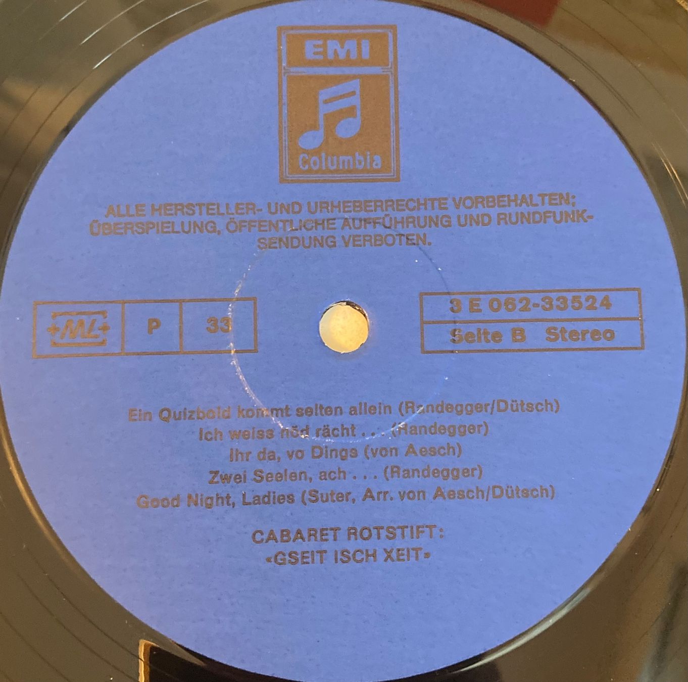 Vinyles: Cabaret Rotstift - Gseit Isch Xeit LP – Neuf (Voir description) à Wettingen par 12.Zoll.Vinyl 4