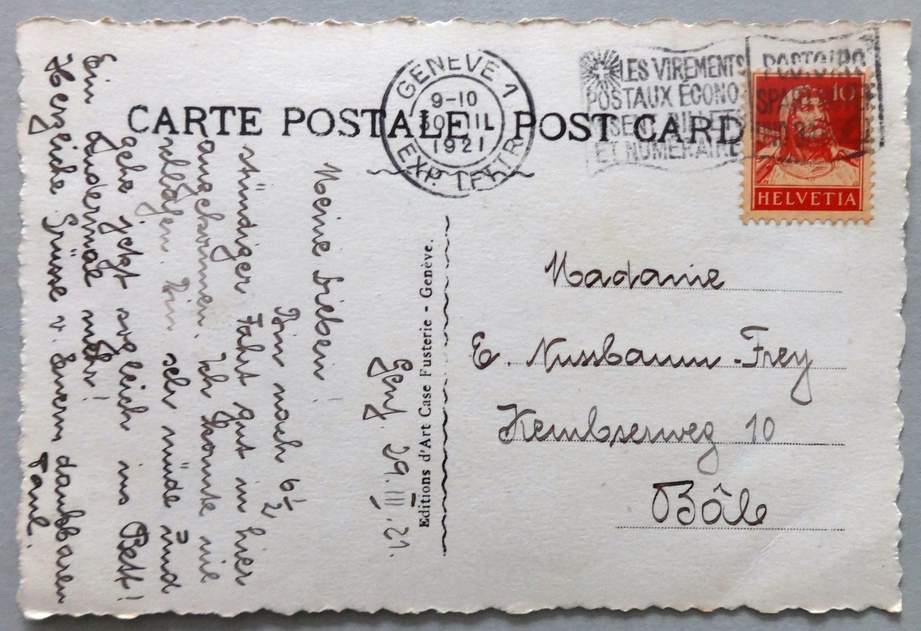 Cartoline postali: Genève - Rue du Mt-Blanc et le Mt-Blanc – Usato da Fétigny venduto da Billy2miny 1
