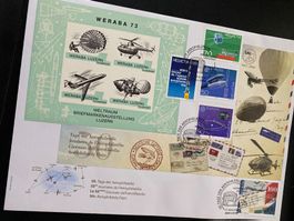 Vignette WERABA 73 + 50. Tag der Aerophilatelie mit Weltraum