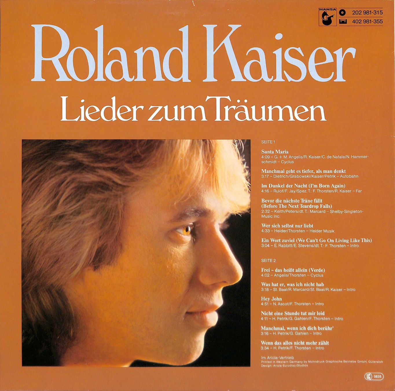 Schallplatten: LP: Roland Kaiser - Lieder zum Träumen – Gebraucht aus Trimmis von Dres2 1