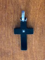 vintage Kreuz Jesuskreuz schwarz mit Edelstein (Diamant?)
