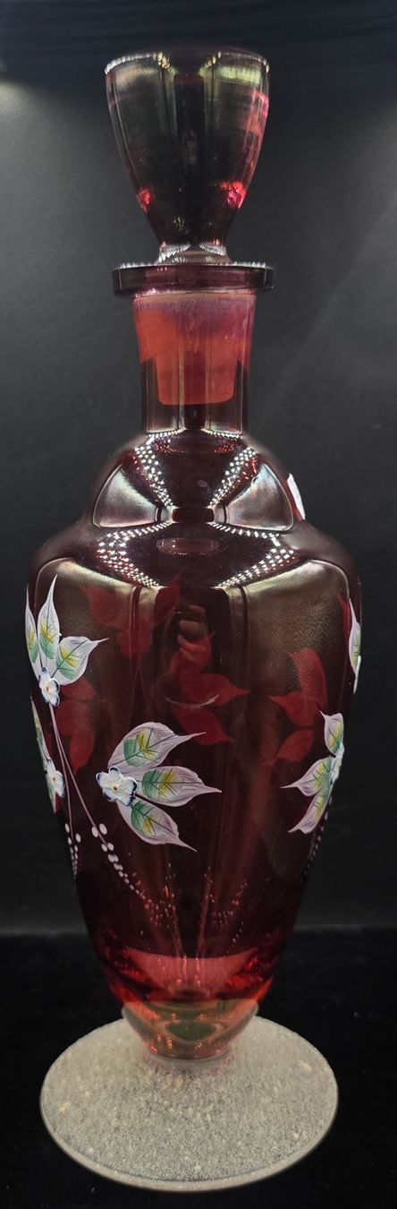 Caraffe: Karaffe aus satiniertem Glas mit Emaille Bemalung – Usato da Rorschacherberg venduto da snOOpydOg11 3