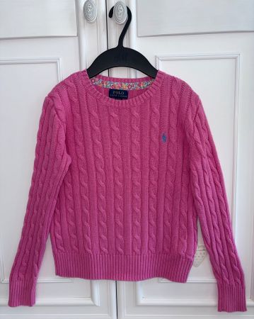 Ralph Lauren girls cable sweater pullover 8 10 Y 140 NEW