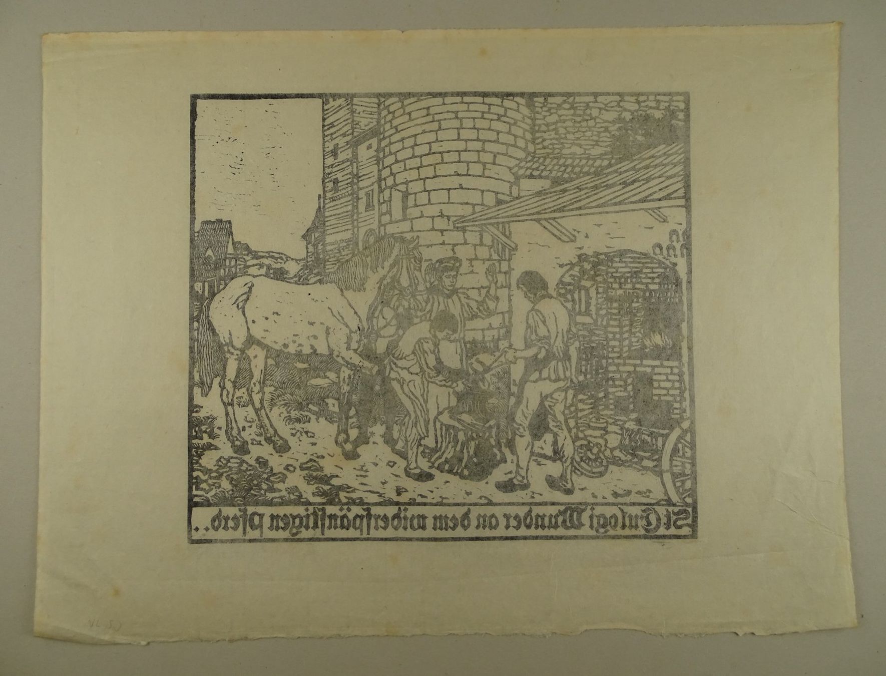 Xilografie: ST. EULOGIUS DER HUFSCHMID, ORIGINAL HOLZSCHNITT – Usato da Grüningen venduto da Kartensammler 9