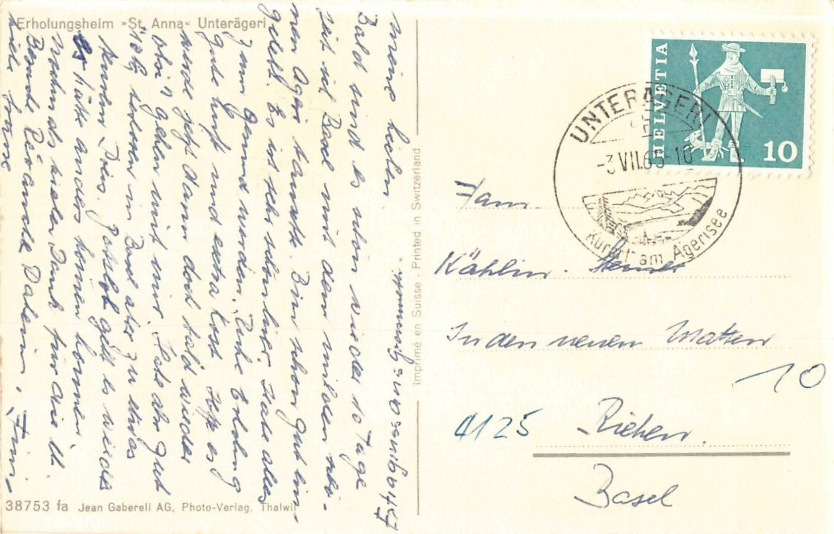 Cartoline postali: 2x alte Ansichtskarten: Unterägeri - St. Anna – Usato da Winterthur venduto da SchatzchischtliWinti 1