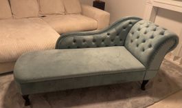 Chaiselongue mintgruen Samt, Vintage-Stil, top Zustand!48