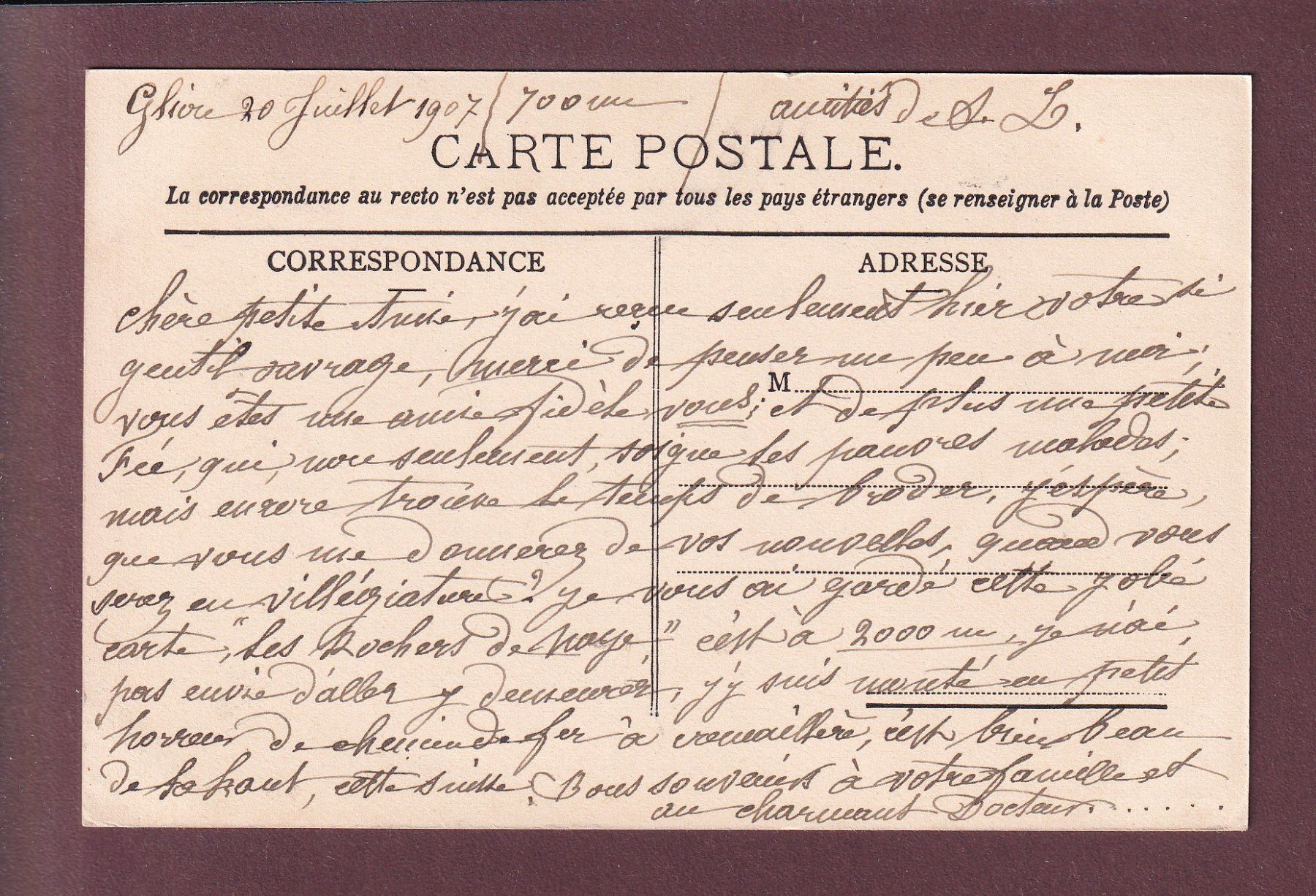 Cartoline postali: ROCHERS DE NAYE - Vaches - 1907 – Usato da Pully venduto da nicecards 1