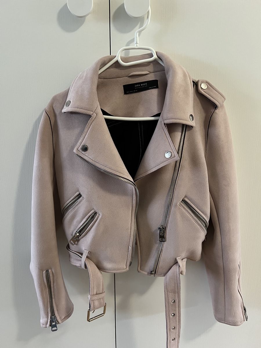 Zara Giacche: Zara Faux Suede Biker Jacket - Light Pink - Size Medium – Usato da Tuggen venduto da Tantas 2