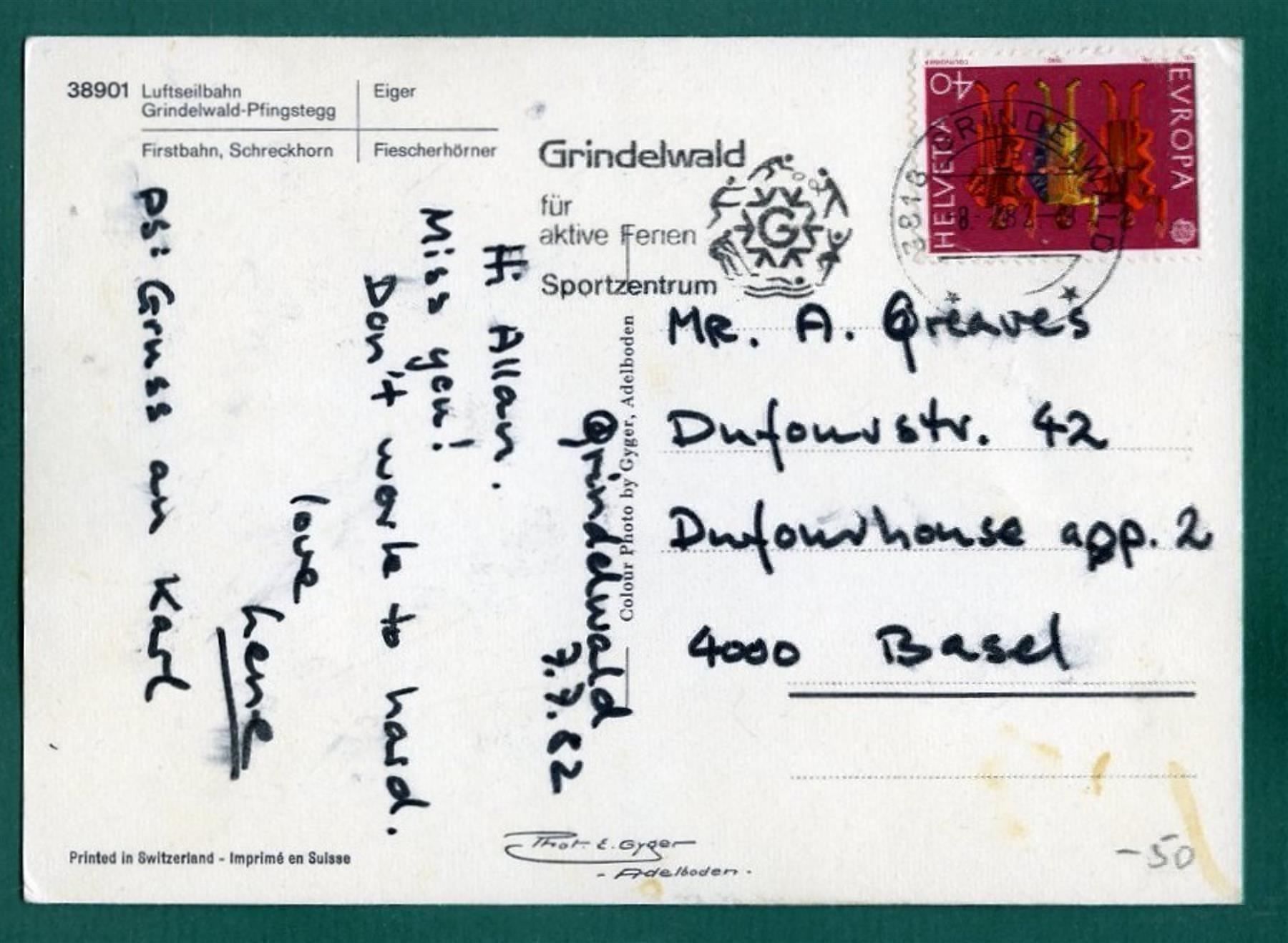 Ansichtskarten: Grindelwald, 4 Ansichten, 1982, gelaufen, Grossformat – Gebraucht aus Sargans von Hausi1951 1