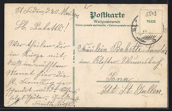 Cartoline postali: AK St. Gallen, Kloster Notkersegg – Usato da Berlin venduto da bartko-reher 1