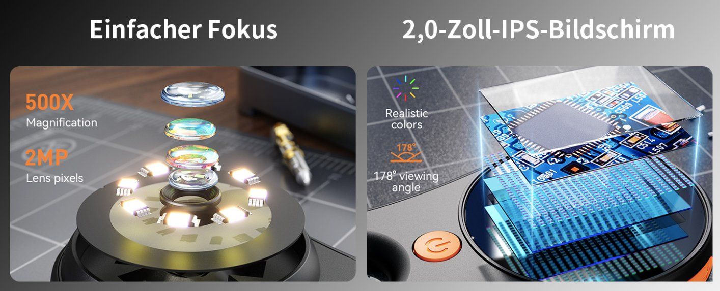 Microscopi: USB Handy Digital Mikroskop 500X mit 8 LED – Nuovo e nell'imballaggio originale da Châtelaine venduto da topshop.switzerland 3