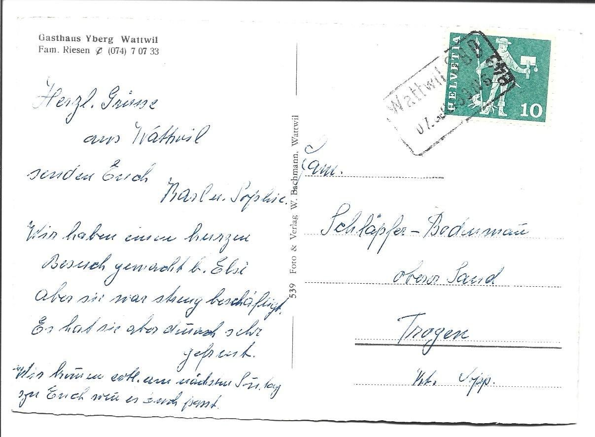 Cartes postales: AK  Wattwil  Gasthaus – D'occasion à Appenzell par mai25 1