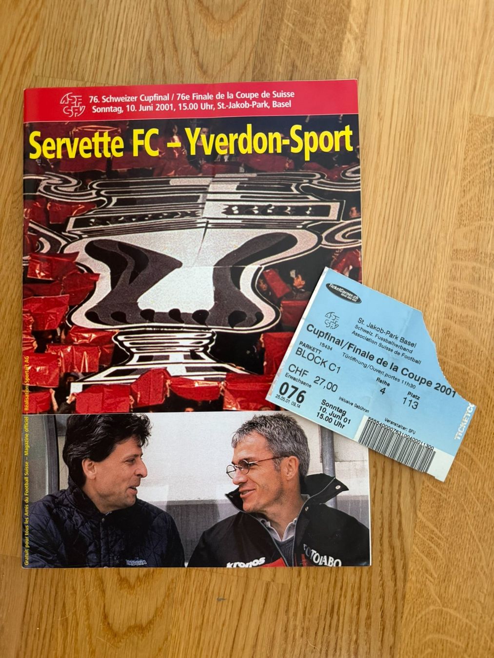 Biglietti: Finale Coupe Suisse 2001 Servette-Yverdon: programme/billet – Usato da Pully venduto da Ff2