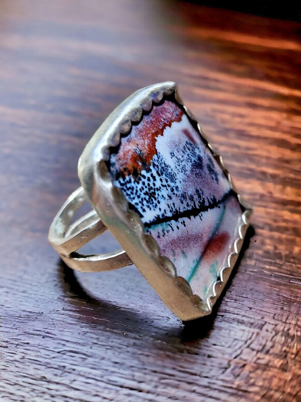 Anelli: Statement-Ring Silber & Dendritopal. Grösse 56,5. – Nuovo e nell'imballaggio originale da Aarau venduto da Schmuckhoehle_MD 4