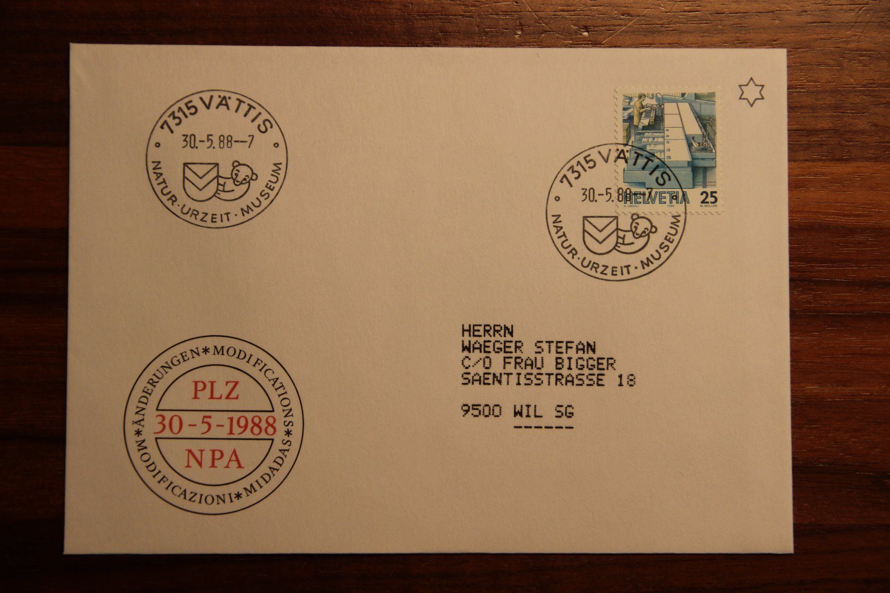 Alle Briefmarken: Schweiz 1988 - 7315 Vättis – Neu (gemäss Beschreibung) aus Jona von Southafrica07