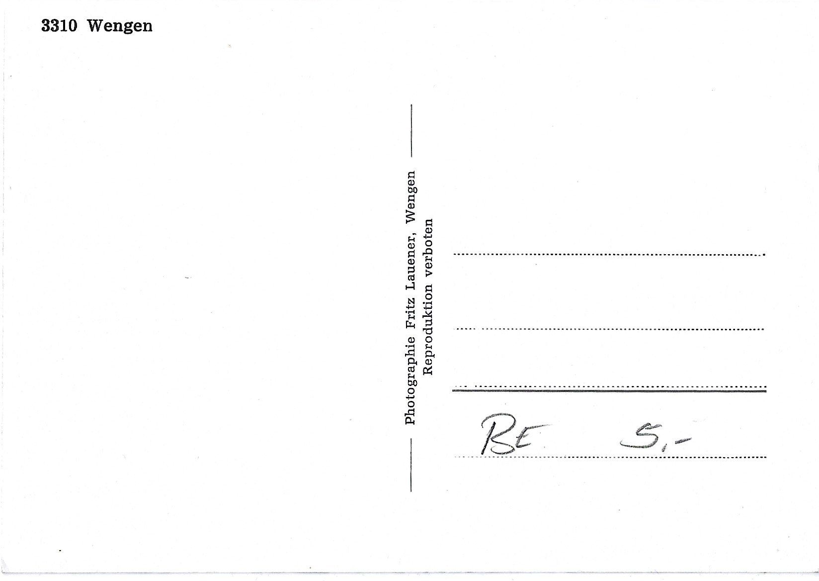 Ansichtskarten: 3310  Wengen – Gebraucht aus Bütschwil von Jackson1A 1