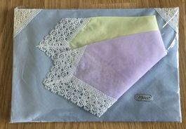 Vintage 3x Taschentücher mit Spitze