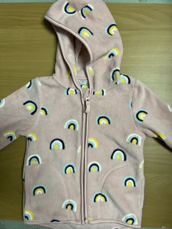 Neue Pinke Fleecejacke mit Regenbogen, Grösse 86, Top!