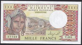 Djibouti 1000 Francs 1991 ungefaltet
