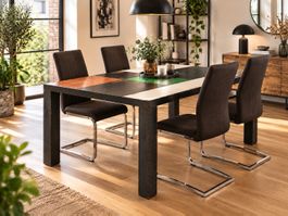 4 Stühle + Massiver Industrial Esstisch 180×90x76 cm