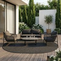 Lounge-Set Osaka schwarz – Loungemöbel mit Seil-Optik und HP